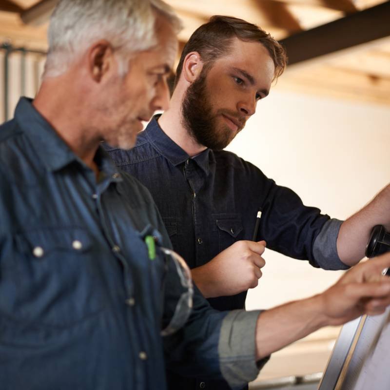Expert preparation work underway during an up and over garage door installation in Exeter by the Thomas Andrew Garage Doors team.